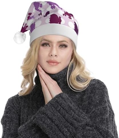 Purple Poodle Polka Dot Christmas Santa Hat for Adults