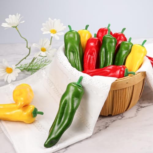 Lorigun 12Pcs Artificial Chili Fake Pepper for Decoration