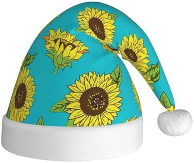 QINZHENG Sunflowers Print Santa Hat for Women Adult Christmas Gift