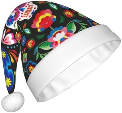QinZheng Personalized Santa Hat with Skull and Flowers Print