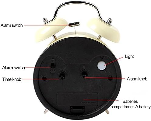 4 Inch Metal Double Bell Alarm Clock with Night Light