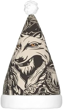 Wolf Motifs Food01 Print Santa Hat Plush Light Up Christmas Adult Hat