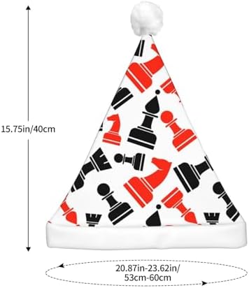 Chess Pattern Christmas Santa Hat Plush Light Up for Adults