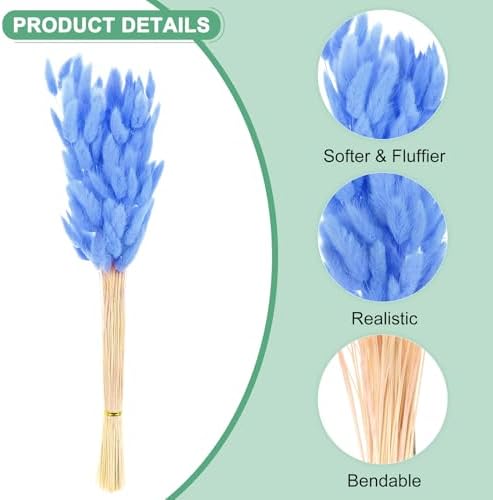120-Pack Bright Blue Bunny Tail Grass Decor