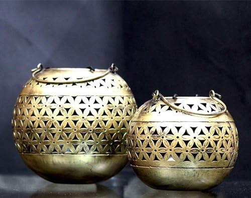 Decorative Brass Bowls with Floral Design Candle Holder
