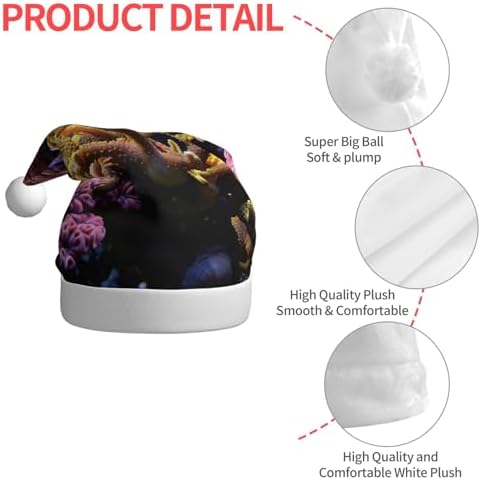 Coral Reef Christmas Santa Hat Plush for Adults