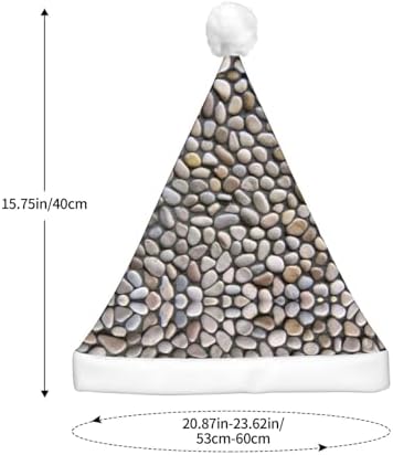 Pebble Stone Print Christmas Santa Hat Plush Light Up for Adults