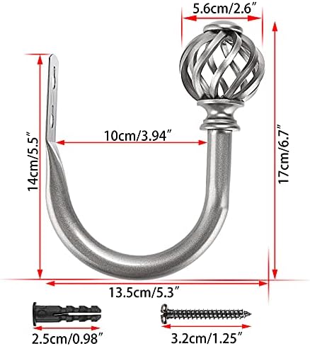 Sumnacon 2Pcs Metal Nest Curtain Holdbacks - Grey