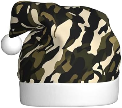 Camouflage Santa Plush Christmas Hat for Adults