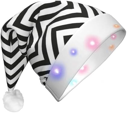 ZigZag Stripe Christmas Santa Hat Plush Light Up
