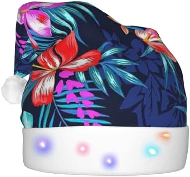 Qin Zheng Floral Blue Santa Hat with LED Lights