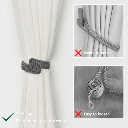 NICEEC 2 Pack Cotton Rope Curtain Tiebacks