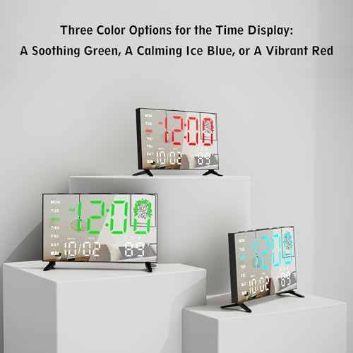 Haimiage Mirror Digital Alarm Clock with Dual Alarms and Temperature Display