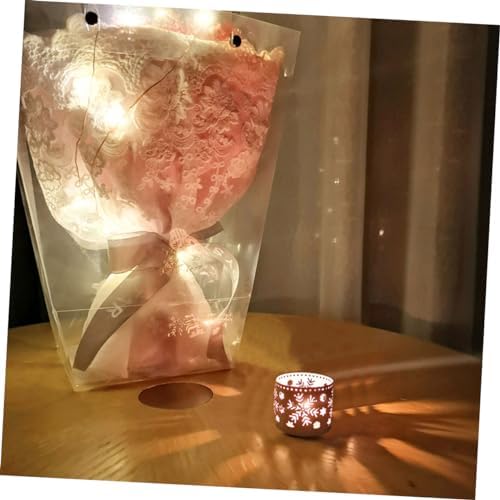 Happyyami Christmas Candle Holders White Iron Hollow Snowflake Design