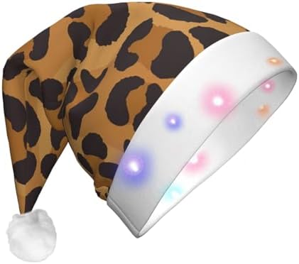 QINZHENG Yellow Leopard Print LED Santa Hat