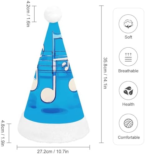 NWGHM Santa Hat Blue Musical Notes Christmas Party Headwear