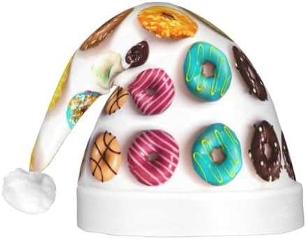 Doughnut Flavors Christmas Santa Hat Plush Light Up Adult Party Hat