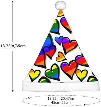 Rainbow Colored Gay Pride Hearts Christmas Santa Hat
