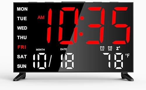 Haimiage Mirror Digital Alarm Clock with Dual Alarms and Temperature Display