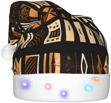 QINZHENG LED Christmas Santa Hat with Tribal Print
