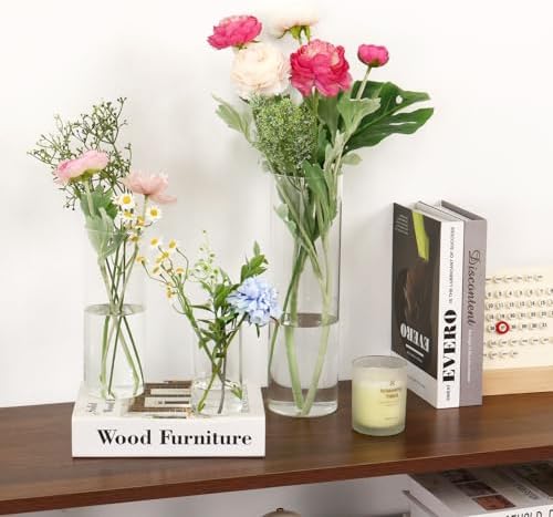 Fixwal 3 Pack Clear Glass Cylinder Vases 4 8 12 Inch