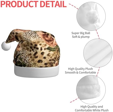 QinZheng Striped Leopard Print Santa Hat for Women
