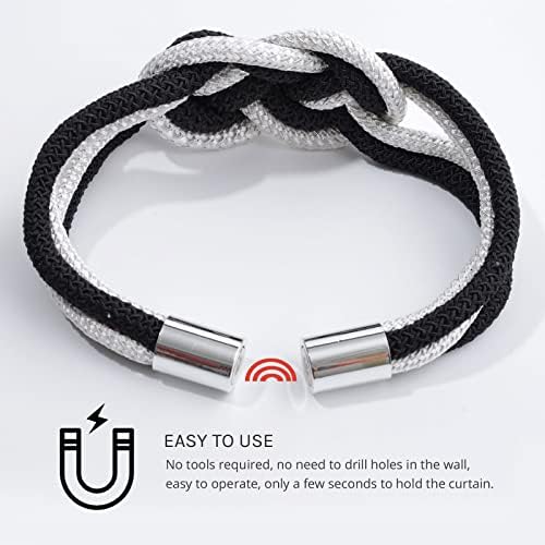 NICEEC Magnetic Curtain Tiebacks 2 Pack Black White