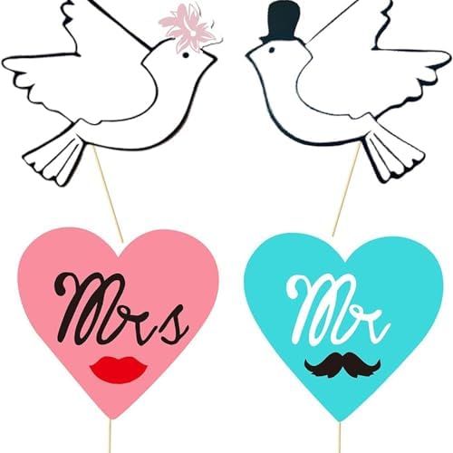 52Pcs Wedding Photo Booth Props - Gold Dust Cute Decorations