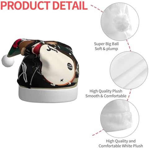 QINZHENG Personalized Santa Hat with Jazz Drum Print