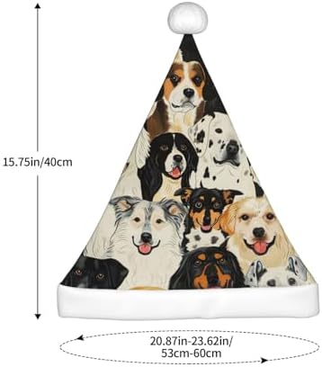 Dogs Print Christmas Santa Hat Plush Funny Adult Party Hat