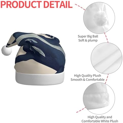 Whales01 Print Christmas Santa Hat Plush for Adults