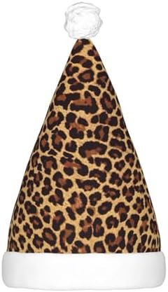 Leopard Patterned Light Up Christmas Santa Hat for Adults
