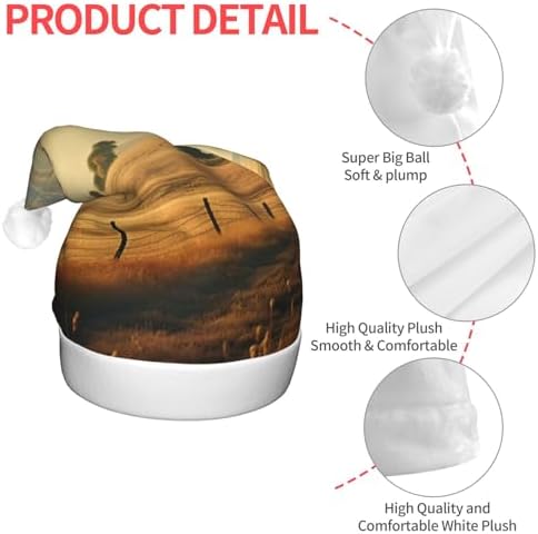 Country Lifestyle Print Christmas Santa Hat Plush Light Up for Adult