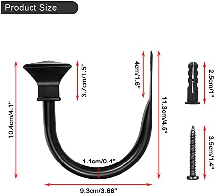 Sumnacon 4Pcs Square Metal Curtain Holdbacks Black