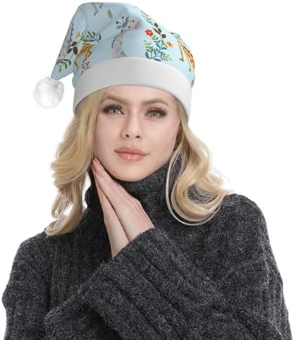 QINZHENG Cute Giraffe Flowers Santa Hat with LED Lights