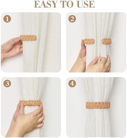 NICEEC 2 Pack Cotton Rope Curtain Tiebacks