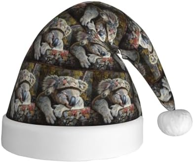 Sleeping Koala Christmas Santa Hat Plush Funny Adult Party Hat