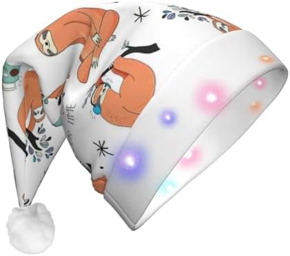 QINZHENG LED Brown Sloth Santa Halloween Hat