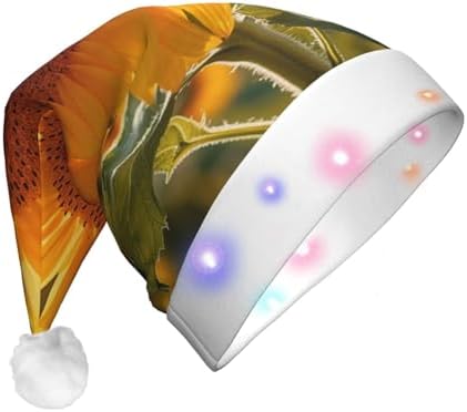 QINZHENG LED Light Up Small Daisy Print Santa Hat
