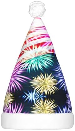 Patriotic 4th of July American Flag Print Christmas Santa Hat Plush Light Up
