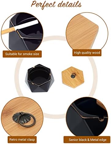 Pink Marble Ceramic Ash Tray with Lid for Home and Office