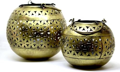 Decorative Brass Bowls with Floral Design Candle Holder
