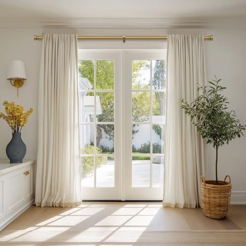Warm Gold Brass Curtain Rod with Solid Metal Finials