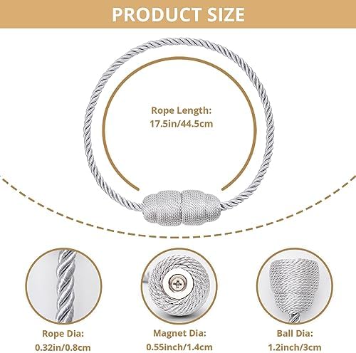 NICEEC 2 Pack Magnetic Curtain Holdbacks Grey