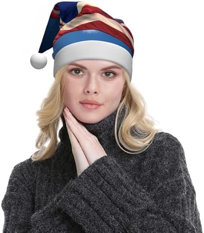 QINZHENG Personalized Santa Hat with Puerto Rico Wallpaper Flag Design