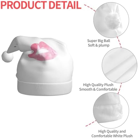 Personalized Santa Hat with Eyelash Lip White Print for Women