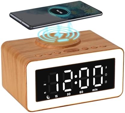 Bluetooth Alarm Clock with Wireless Charging and LED Night Light