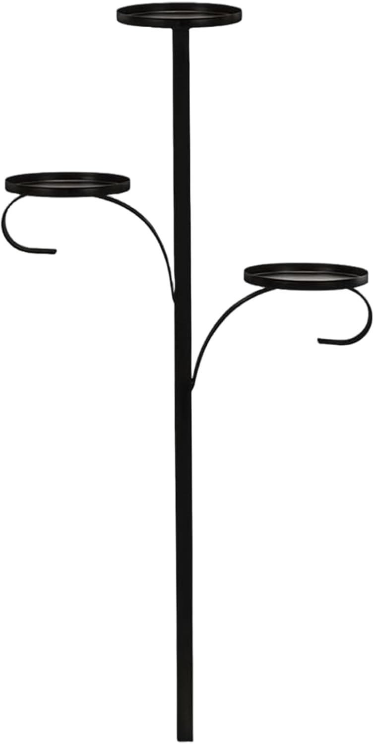 Stylish Black Candle Holder with Triple Stand
