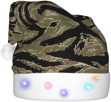Tiger Stripe Camo Light Up Santa Hat for Adults 1