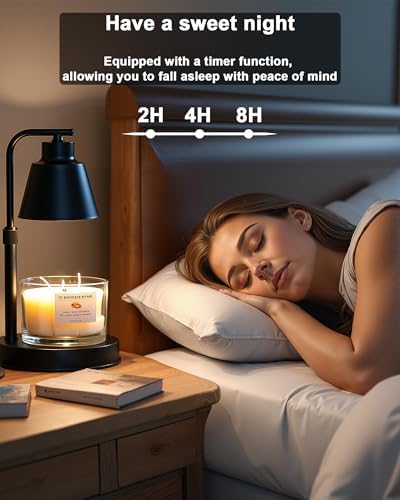 Candle Warmer Lamp with Timer - Adjustable Brightness and Height 2 Free Bulbs Included